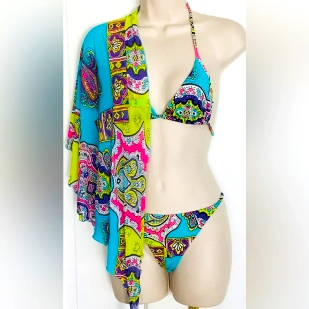 ONDALMAR 3pc Bikini plus Sarong‎ Set Brazilian